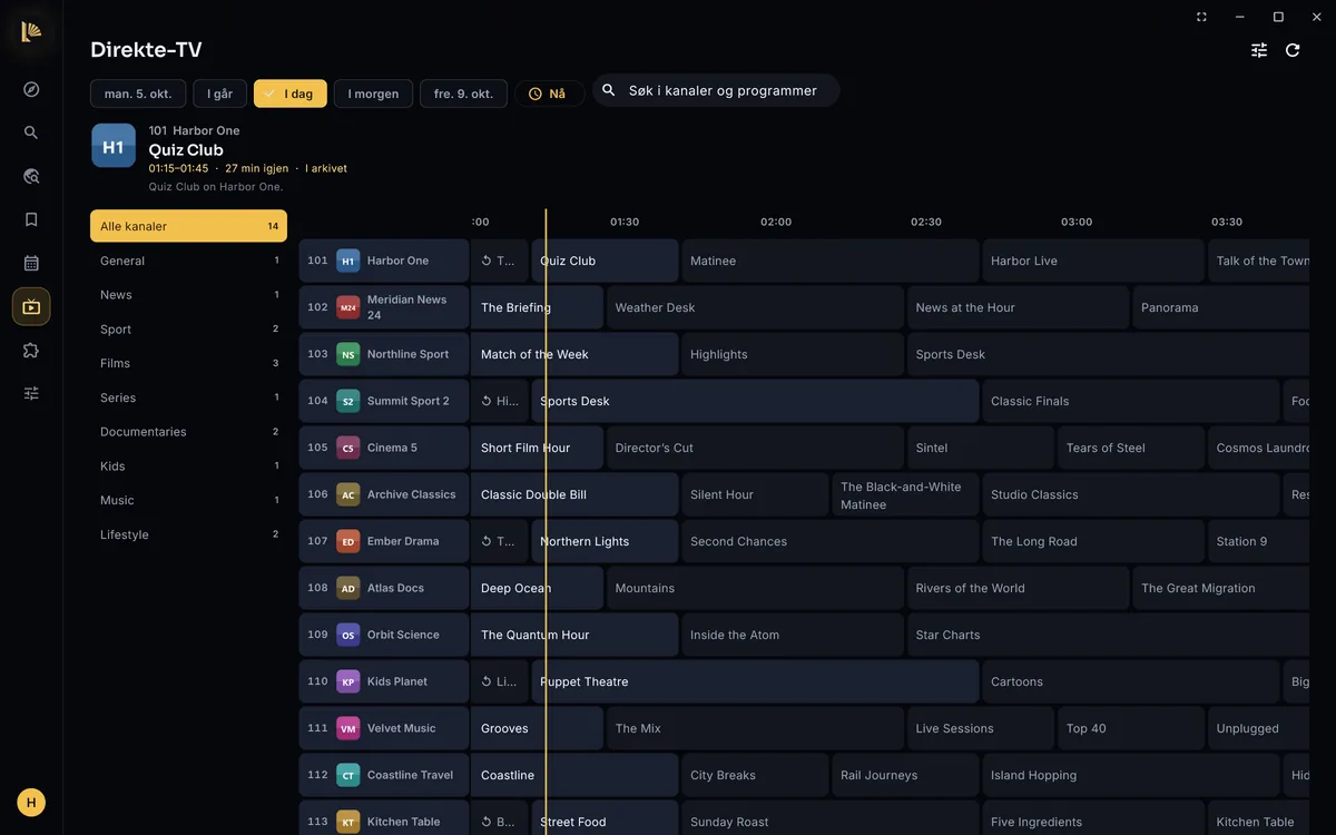 Programguiden for Direkte-TV i Lumen